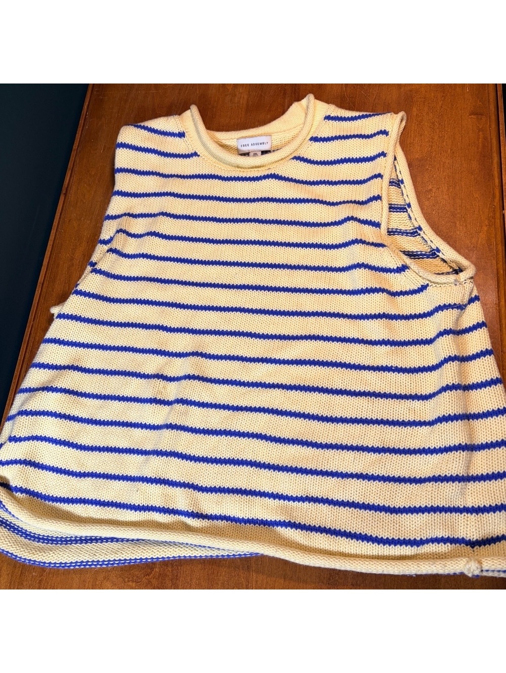 Butter Yellow Blue Striped Knit Sweater Vest Tank Top Size XXL (20)